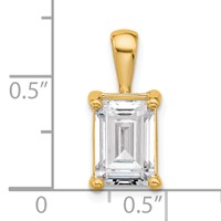14K Yellow Gold 3 Carat Lab Grown Diamond VS+ F+ Emerald Complete Four Prong Pendant view 5