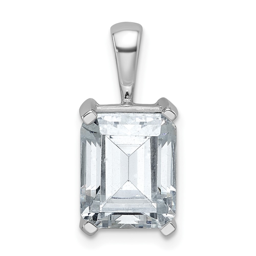 14K White Gold 4 Carat Certified Lab Grown Diamond VS SI+ G+ Emerald Complete Four Prong Pendant