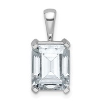 14K White Gold 4 Carat Certified Lab Grown Diamond VS SI+ G+ Emerald Complete Four Prong Pendant view 1