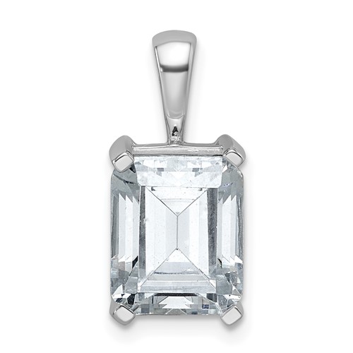 14K White Gold 4 Carat Certified Lab Grown Diamond VS+ F+ Emerald Complete Four Prong Pendant