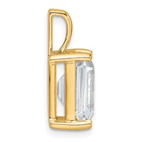 14K Yellow Gold 4 Carat Certified Lab Grown Diamond VS+ F+ Emerald Complete Four Prong Pendant view 2
