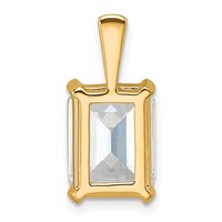 14K Yellow Gold 4 Carat Certified Lab Grown Diamond VS+ F+ Emerald Complete Four Prong Pendant view 3