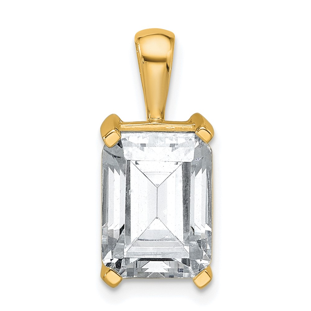 14K Yellow Gold 4 Carat Certified Lab Grown Diamond VS+ F+ Emerald Complete Four Prong Pendant