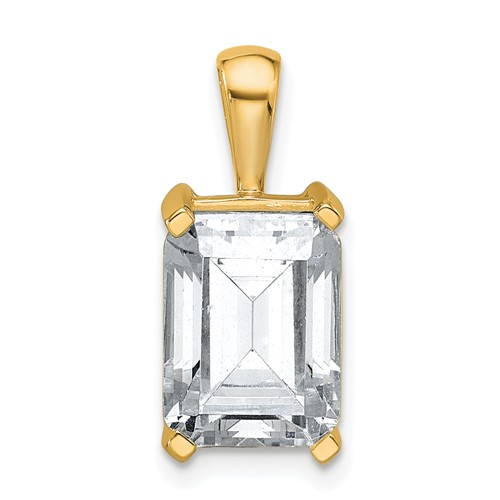 14K Yellow Gold 4 Carat Certified Lab Grown Diamond VS+ F+ Emerald Complete Four Prong Pendant