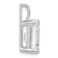 14K White Gold 5 Carat Certified Lab Grown Diamond VS SI+ G+ Emerald Complete Four Prong Pendant view 2