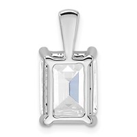14K White Gold 5 Carat Certified Lab Grown Diamond VS SI+ G+ Emerald Complete Four Prong Pendant view 3