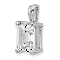 14K White Gold 5 Carat Certified Lab Grown Diamond VS SI+ G+ Emerald Complete Four Prong Pendant view 4