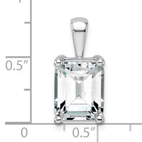 14K White Gold 5 Carat Certified Lab Grown Diamond VS SI+ G+ Emerald Complete Four Prong Pendant view 5