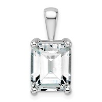 14K White Gold 5 Carat Certified Lab Grown Diamond VS SI+ G+ Emerald Complete Four Prong Pendant view 1