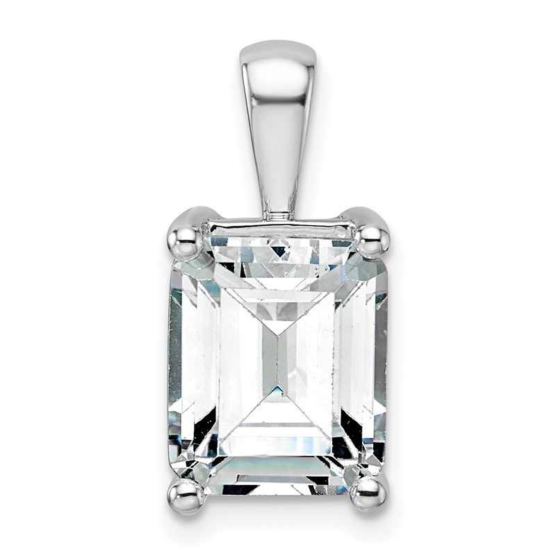14k White Gold 5 carat Certified Lab Grown Diamond VS/SI+ G+ Emerald Complete Four Prong Pendant