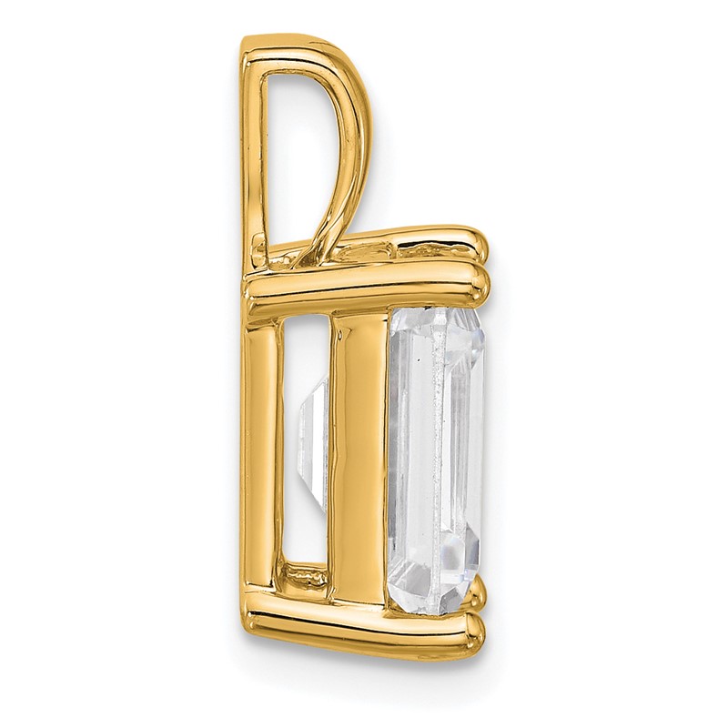 14k 5 carat Lab Grown Diamond VS+ F+ Emerald Complete Four Prong Pendant