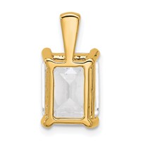 14K Yellow Gold 5 Carat Certified Lab Grown Diamond VS+ F+ Emerald Complete Four Prong Pendant view 3