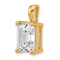 14K Yellow Gold 5 Carat Certified Lab Grown Diamond VS+ F+ Emerald Complete Four Prong Pendant view 4