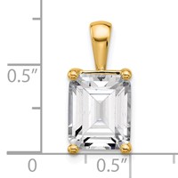 14K Yellow Gold 5 Carat Certified Lab Grown Diamond VS+ F+ Emerald Complete Four Prong Pendant view 5