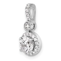 14K White Gold 1 Carat Certified Lab Grown Diamond VS SI+ G+ Round Complete Halo Pendant view 4