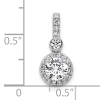 14K White Gold 1 Carat Certified Lab Grown Diamond VS SI+ G+ Round Complete Halo Pendant view 5
