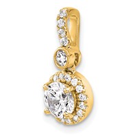 14K Yellow Gold 1 Carat Lab Grown Diamond VS+ F+ Round Complete Halo Pendant view 4