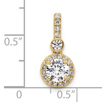 14K Yellow Gold 1 Carat Lab Grown Diamond VS+ F+ Round Complete Halo Pendant view 5