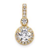14K Yellow Gold 1 Carat Lab Grown Diamond VS+ F+ Round Complete Halo Pendant view 1
