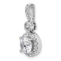 14K White Gold 2 Carat Lab Grown Diamond VS+ F+ Round Complete Halo Pendant view 4