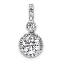 14K White Gold 2 Carat Lab Grown Diamond VS+ F+ Round Complete Halo Pendant view 1