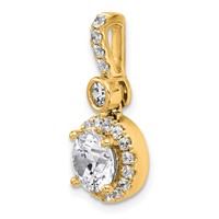 14K Yellow Gold 2 Carat Lab Grown Diamond VS+ F+ Round Complete Halo Pendant view 4