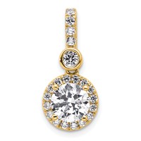 14K Yellow Gold 2 Carat Lab Grown Diamond VS+ F+ Round Complete Halo Pendant view 1