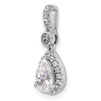 14K White Gold 1 Carat Certified Lab Grown Diamond VS SI+ G+ Pear Complete Halo Pendant view 4