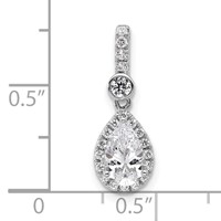 14K White Gold 1 Carat Certified Lab Grown Diamond VS SI+ G+ Pear Complete Halo Pendant view 5