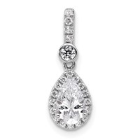 14K White Gold 1 Carat Certified Lab Grown Diamond VS SI+ G+ Pear Complete Halo Pendant view 1