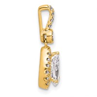 14K Yellow Gold 1 Carat Certified Lab Grown Diamond VS SI+ G+ Pear Complete Halo Pendant view 2
