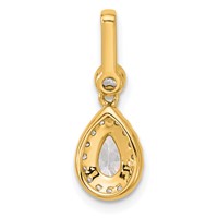 14K Yellow Gold 1 Carat Certified Lab Grown Diamond VS SI+ G+ Pear Complete Halo Pendant view 3