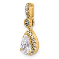 14K Yellow Gold 1 Carat Certified Lab Grown Diamond VS SI+ G+ Pear Complete Halo Pendant view 4