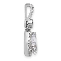 14K White Gold 2 Carat Lab Grown Diamond VS SI+ G+ Pear Complete Halo Pendant view 2