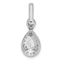 14K White Gold 2 Carat Lab Grown Diamond VS SI+ G+ Pear Complete Halo Pendant view 3
