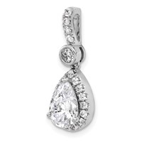 14K White Gold 2 Carat Lab Grown Diamond VS SI+ G+ Pear Complete Halo Pendant view 4