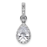 14K White Gold 2 Carat Lab Grown Diamond VS SI+ G+ Pear Complete Halo Pendant view 1