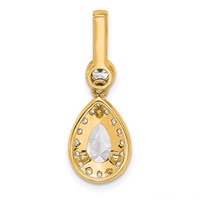 14K Yellow Gold 2 Carat Lab Grown Diamond VS+ F+ Pear Complete Halo Pendant view 3