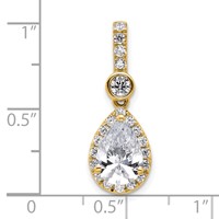 14K Yellow Gold 2 Carat Lab Grown Diamond VS+ F+ Pear Complete Halo Pendant view 5