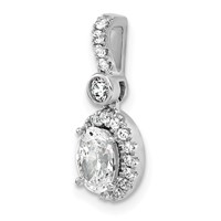 14K White Gold 1 Carat Lab Grown Diamond VS SI+ G+ Oval Complete Halo Pendant view 4