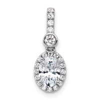 14K White Gold 1 Carat Lab Grown Diamond VS SI+ G+ Oval Complete Halo Pendant view 1