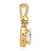 14K Yellow Gold 1 Carat Lab Grown Diamond VS SI+ G+ Oval Complete Halo Pendant view 2