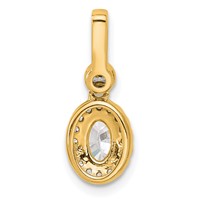14K Yellow Gold 1 Carat Lab Grown Diamond VS SI+ G+ Oval Complete Halo Pendant view 3