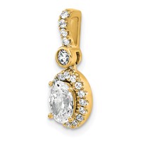 14K Yellow Gold 1 Carat Lab Grown Diamond VS SI+ G+ Oval Complete Halo Pendant view 4