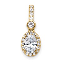 14K Yellow Gold 1 Carat Lab Grown Diamond VS SI+ G+ Oval Complete Halo Pendant view 1