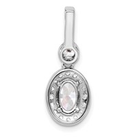 14K White Gold 2 Carat Lab Grown Diamond VS SI+ G+ Oval Complete Halo Pendant view 3