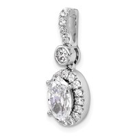 14K White Gold 2 Carat Lab Grown Diamond VS SI+ G+ Oval Complete Halo Pendant view 4