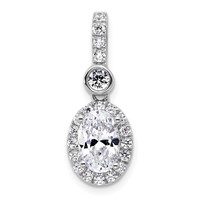 14K White Gold 2 Carat Lab Grown Diamond VS SI+ G+ Oval Complete Halo Pendant view 1