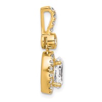 14K Yellow Gold 2 Carat Lab Grown Diamond VS+ F+ Oval Complete Halo Pendant view 2
