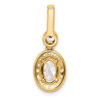 14K Yellow Gold 2 Carat Lab Grown Diamond VS+ F+ Oval Complete Halo Pendant view 3